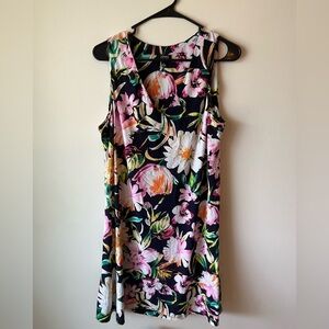 Floral V Neck Swing Dress